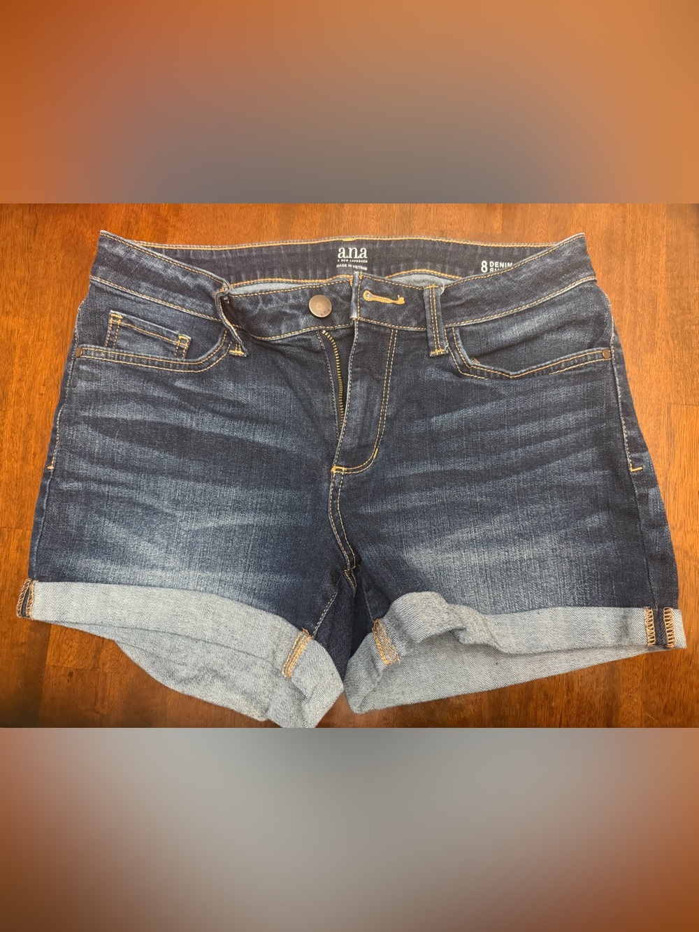 a.n.a Dark Blue Roll-Cuff Mid-Rise Denim Shorts